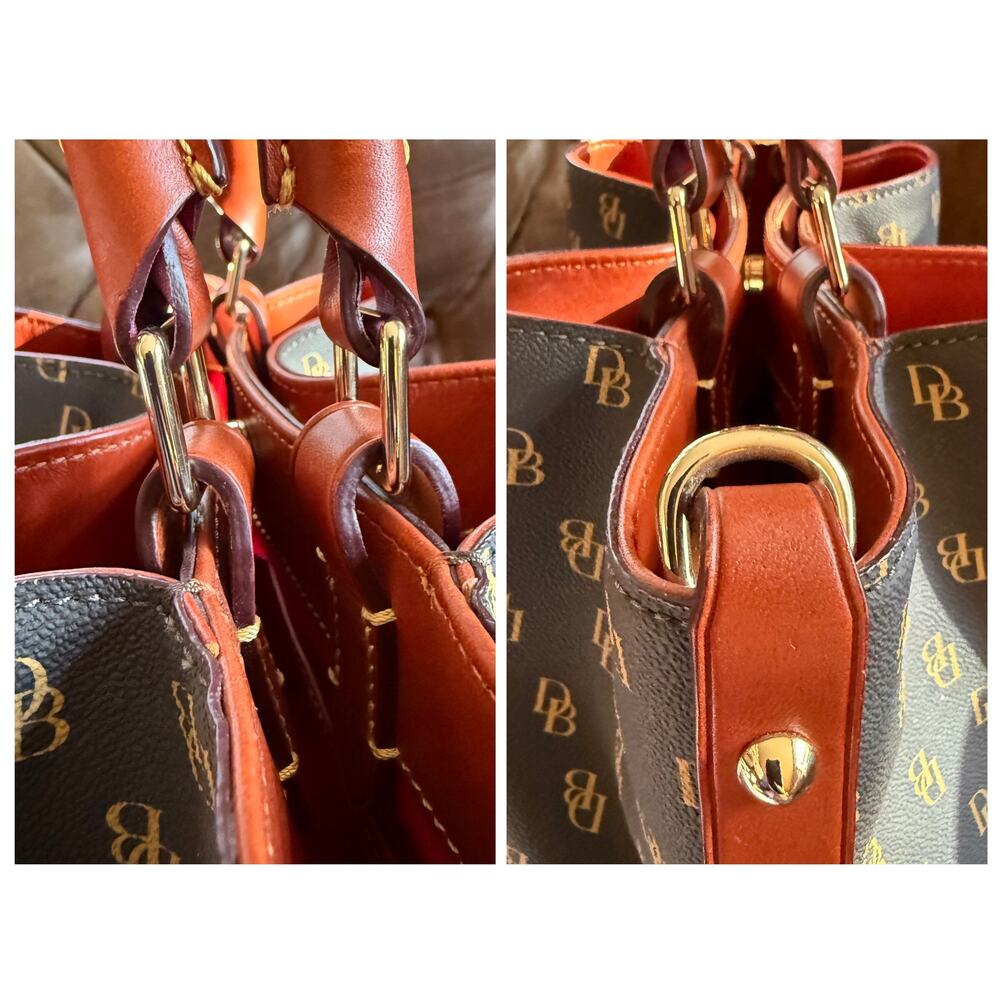 Dooney & Bourke Gretta Brenna Satchel Brown T-Moro DB Monogram Crossbody Tote - Picture 13 of 15